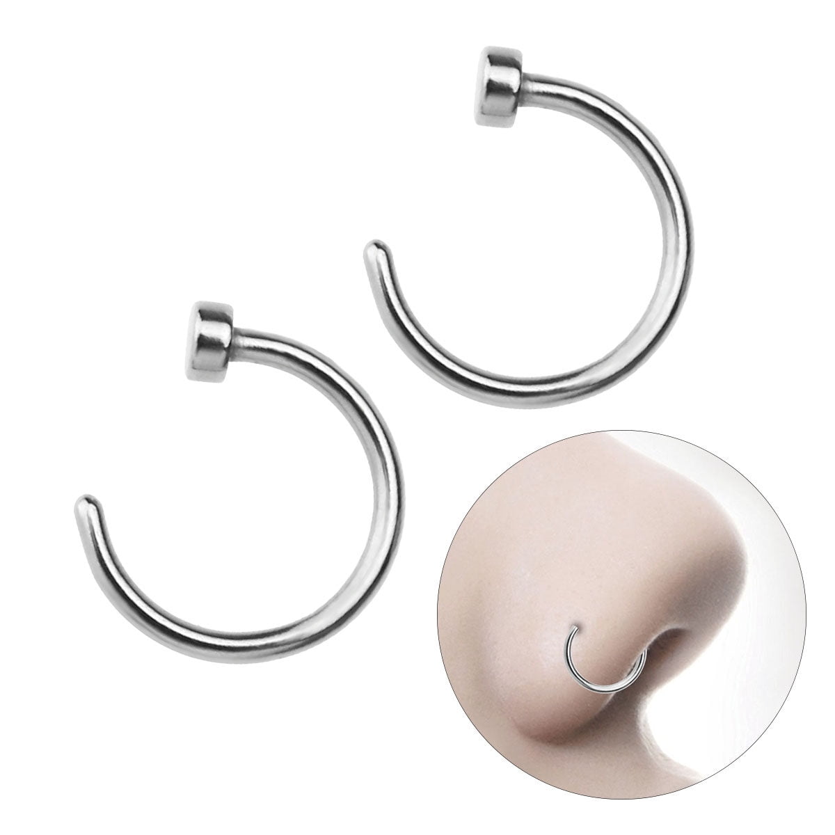 Amazon.com: QWALIT Nose Rings Hoops Hoop Nose Ring Nose Hoops Double Hoop  Nose Ring For Single Piercing Nose Hoop Ring Spiral Nose Ring Double Hoop  One Hole Nose Hoop Silver Helix Cartilage